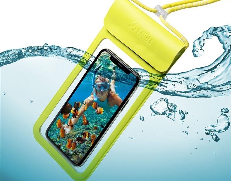 Pouzdro na mobil sportovní Celly Splash Bag voděodolné na 6,5" žluté
