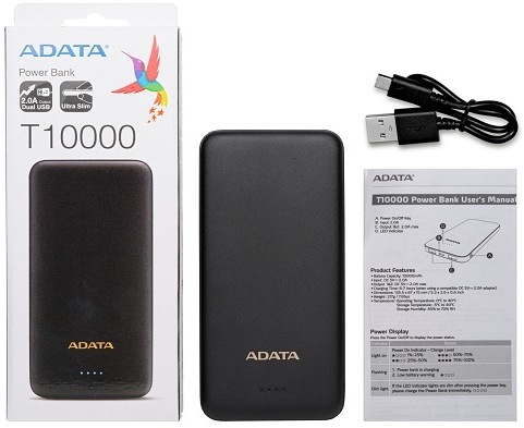 Powerbanka ADATA AT10000, 10000mAh bílá