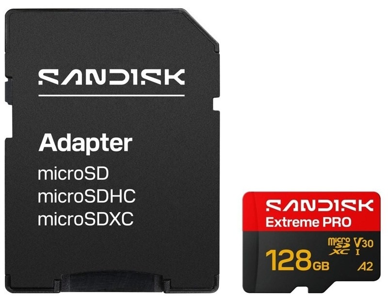 Paměťová karta microSD SANDISK Extreme PRO 128GB s adaptérem