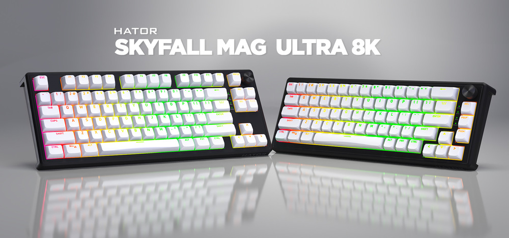 Klávesnice HATOR Skyfall 65 MAG ULTRA 8K, US layout černá/bílá Klávesnice HATOR Skyfall MAG Ultra 8K v 65% a 80% provedení