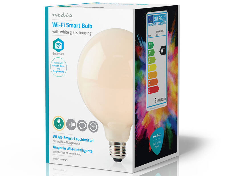 Chytrá žárovka Nedis SmartLife globe, Wi-Fi, E27, 806 lm, 7 W, Teplá Bílá