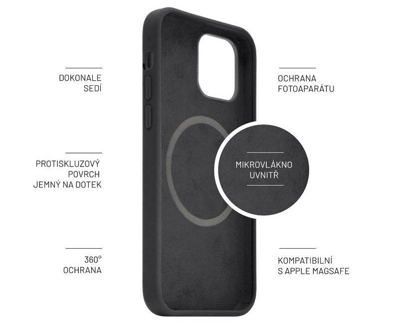 Kryt na mobil FIXED MagFlow s podporou MagSafe na Apple iPhone 14 černý