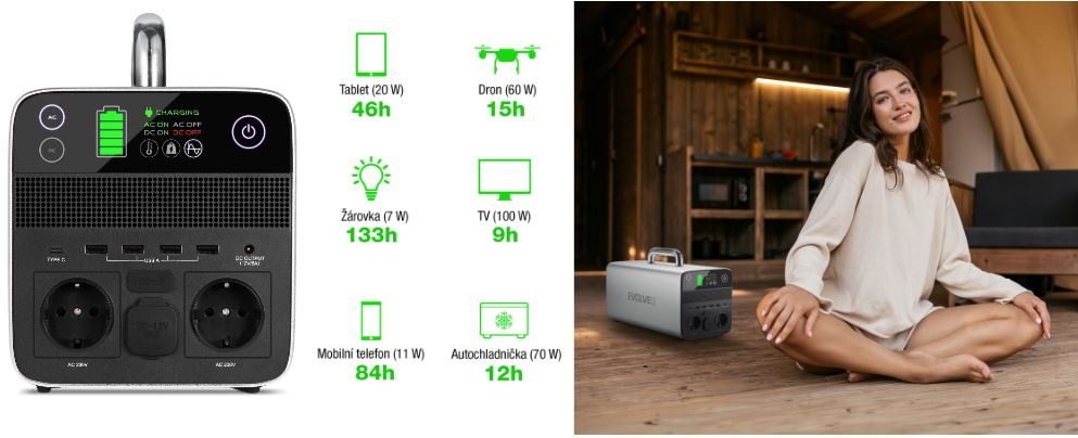 Nabíjecí stanice Evolveo PowerCharge 1000 šedá EVOPOWERCHARGE1000