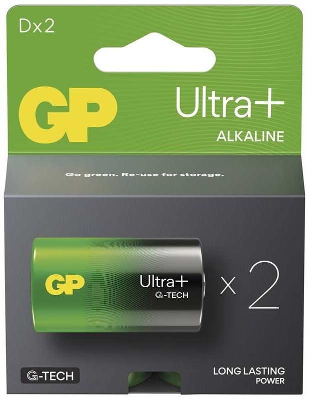 Baterie alkalická GP Ultra Plus D (LR20), 2 ks