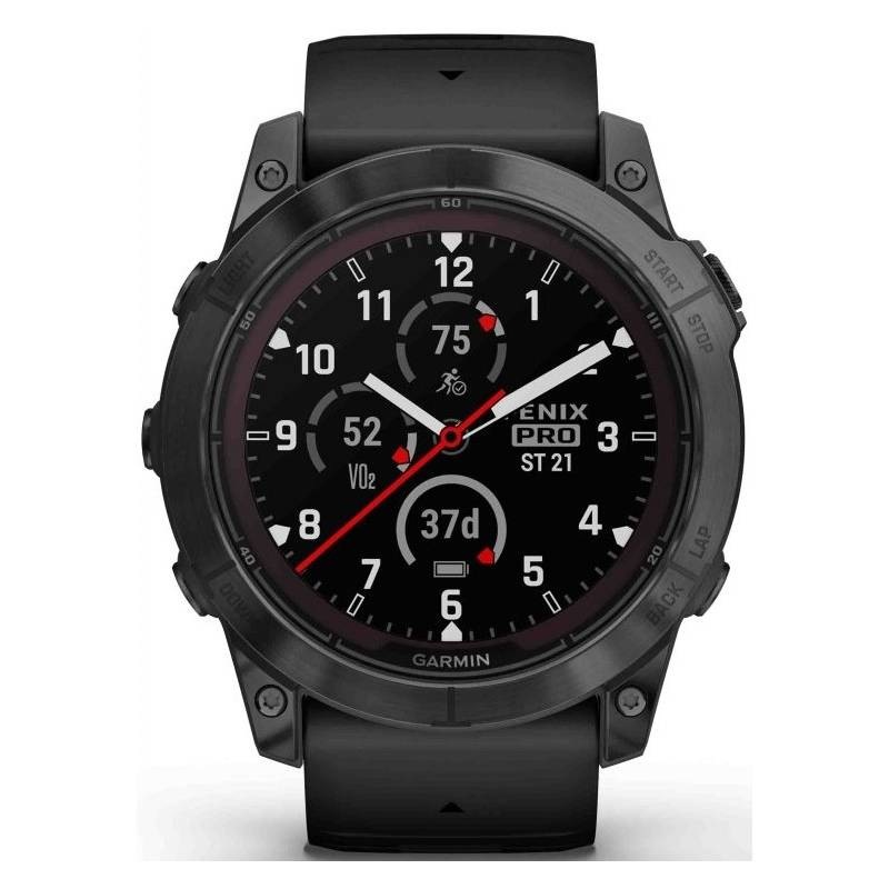 Chytré hodinky Garmin fenix 7X Pro Sapphire Solar - Titan Carbon Grey / Black Silicone Band
