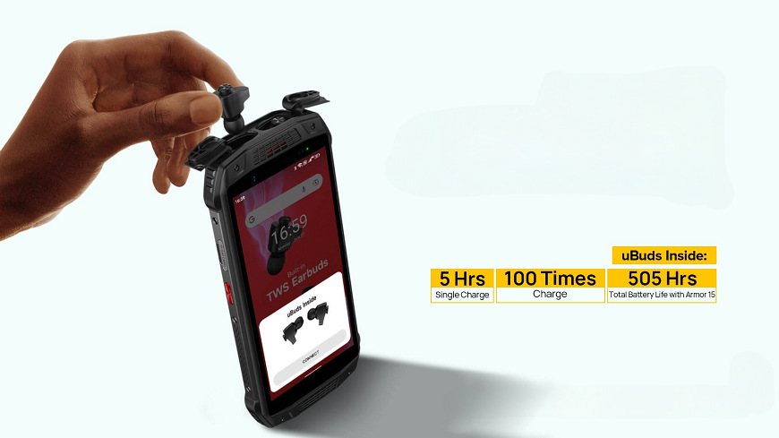 Mobilní telefon UleFone Armor 15 + zabudovaná bezdrátová sluchátka černý Mobilní telefon UleFone Armor 15 + zabudovaná bezdrátová sluchátka černý