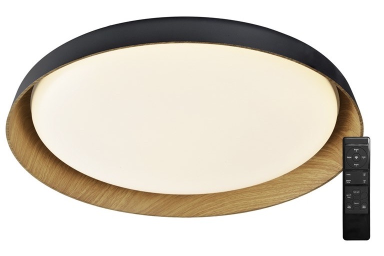 Stropní svítidlo Top Light Satellite 50C RC, s dálkovým ovládačem, 48W, 4800lm, stmívání, paměť, průměr 53cm černé/dřevo