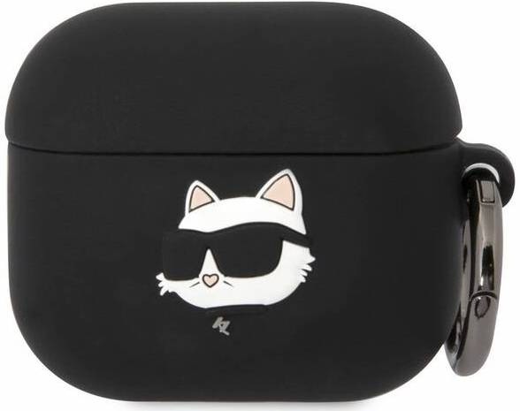 Pouzdro Karl Lagerfeld 3D Logo NFT Choupette Head na AirPods 3 černé