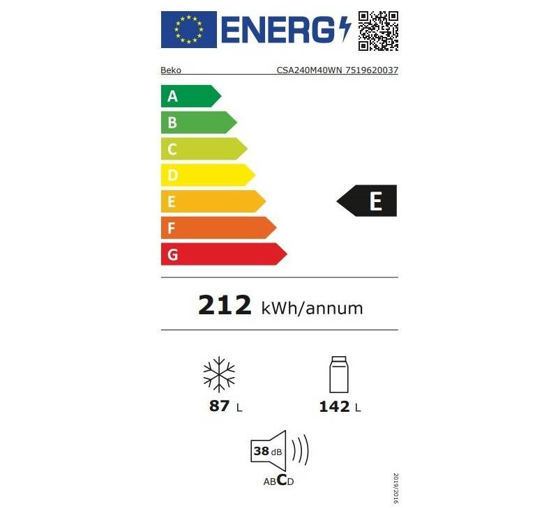 Chladnička s mrazničkou Beko CSA240M40WN bílá Chladnička komb. Beko CSA240M40WN
