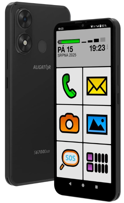 Mobilní telefon Aligator S6700 Senior 4 GB / 128 GB černý ALGAS6700SENBK_04