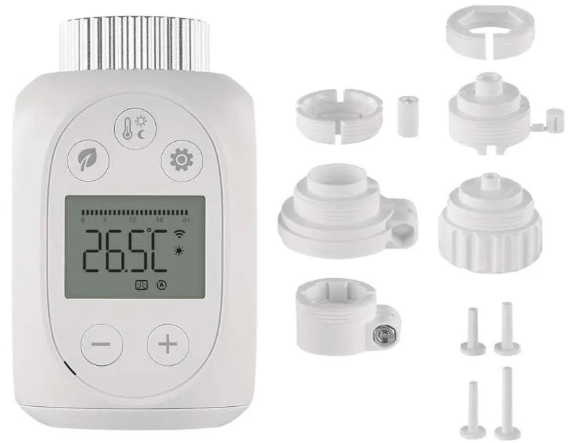 Termostatická hlavice EMOS GOSMART P5631S, digitální bílá Termostatická hlavice EMOS GOSMART P5631S s kompletním balením