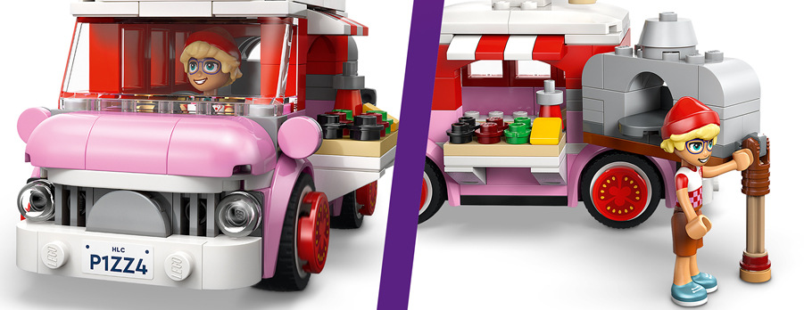 Stavebnice LEGO® Friends 42694 Pojízdný stánek s pizzou Štěňátko s vlastním krmivem rozšiřuje hraní v pizzerii o příběhy o přátelství a péči o zvíře.