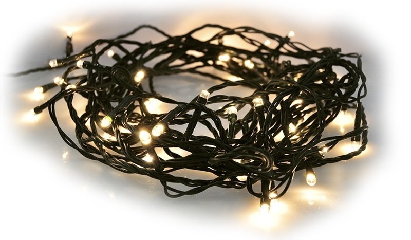 Vánoční osvětlení Solight řetěz, 100 LED, 10+3m, 8 funkcí, časovač, IP44, teplá bílá