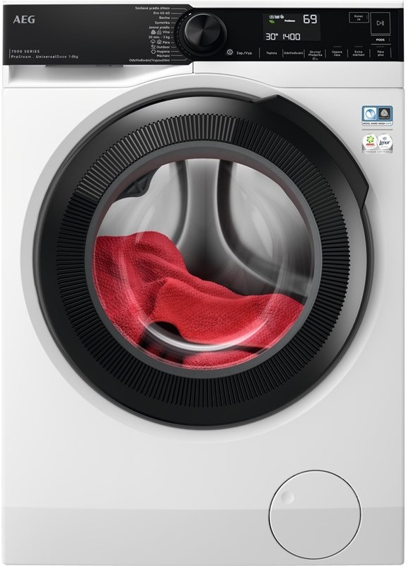 Pračka s předním plněním AEG LFR73844VC 7000 ProSteam UniversalDose, bílá