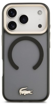Kryt na mobil Lacoste Frosted Finish Gold Logo MagSafe na Apple iPhone 17 Pro černý Kryt na mobil Lacoste Frosted Finish Gold Logo MagSafe na Apple iPhone 17 Pro v černé barvě
