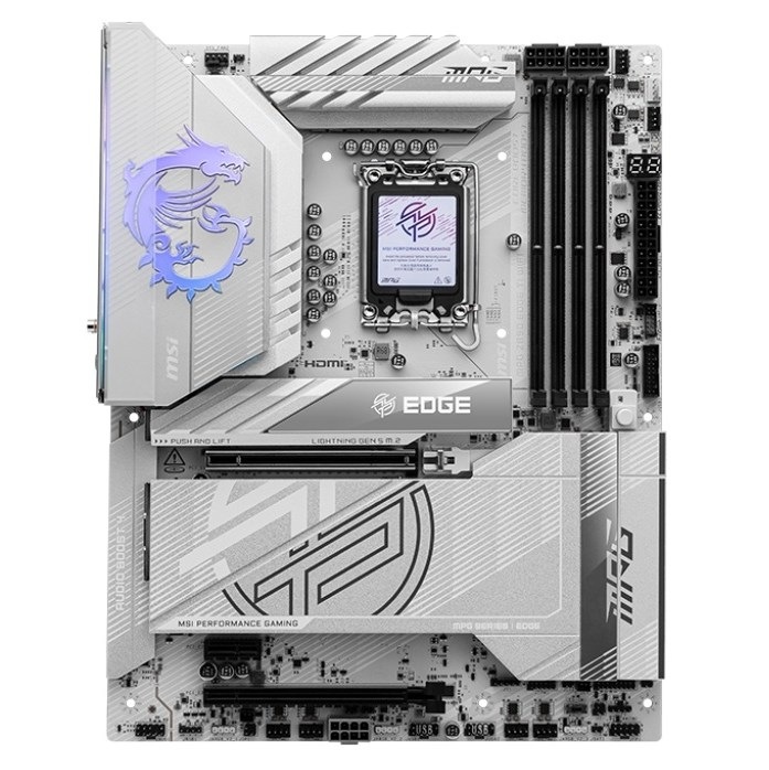 Základní deska MSI MPG Z890 EDGE TI ve stříbrné a bílé barvě.