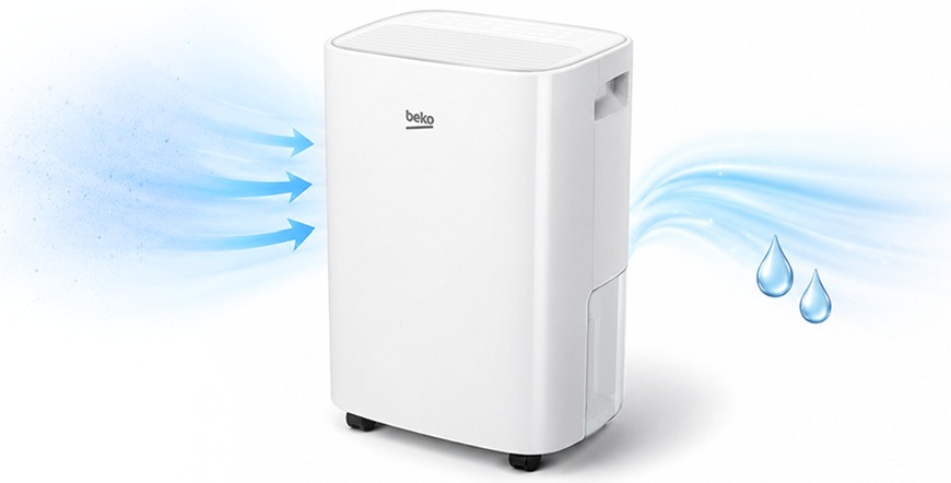 Odvlhčovač Beko BDP020 černý Detail obrázku odvlhčovače během spuštění.