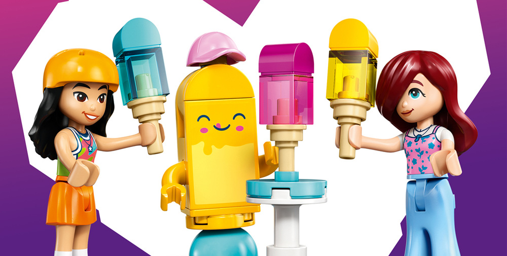 Stavebnice LEGO® Friends 42692 Stánek se zmrzlinou a balónky Nanukový maskot a barevné balónky inspirují k příběhům o oslavách, překvapeních i pojízdném stánku.