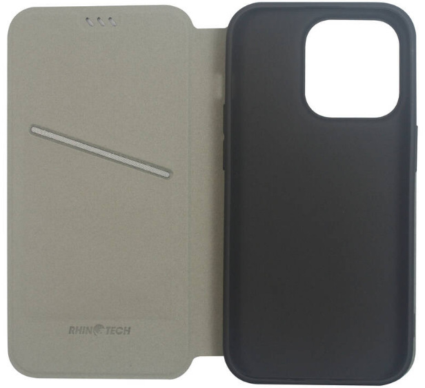 Pouzdro na mobil flipové RhinoTech FLIP Eco Case na Apple iPhone 14 Plus šedé RHTRTACC274
