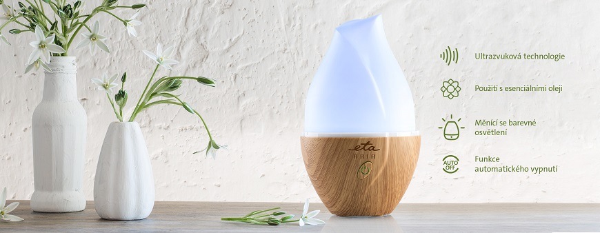 Aroma difuzér ETA Aria 4634 90000 hnědý/dřevo Aroma difuzér ETA Aria 4634 90000, funkce