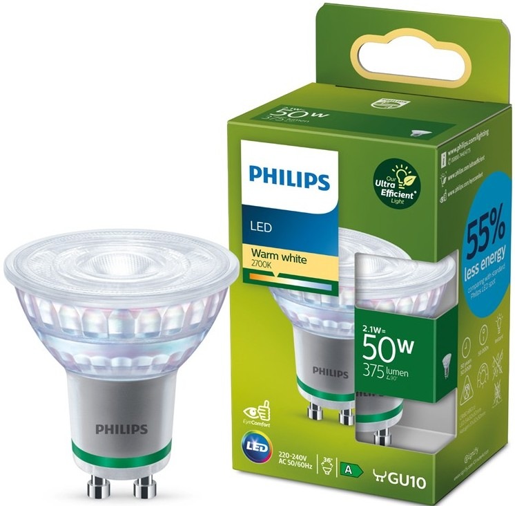 Žárovka LED Philips 50W, GU10, teplá bílá