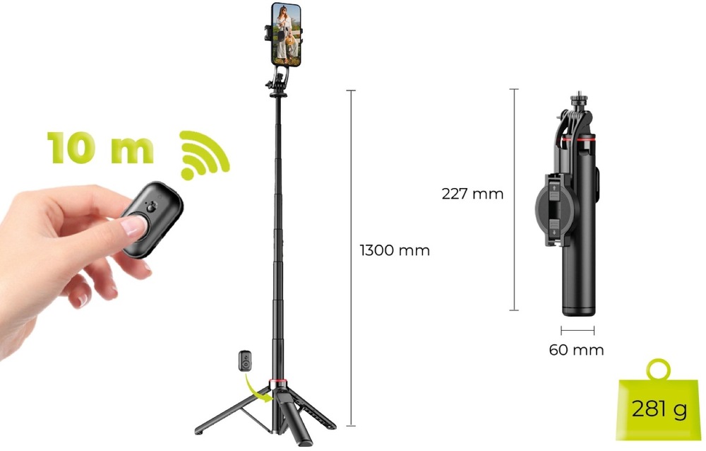 Selfie tyč Mobile Origin Magnetic Selfie Stick Tripod S1 černá Selfie tyč Mobile Origin Magnetic Selfie Stick Tripod S1 černá