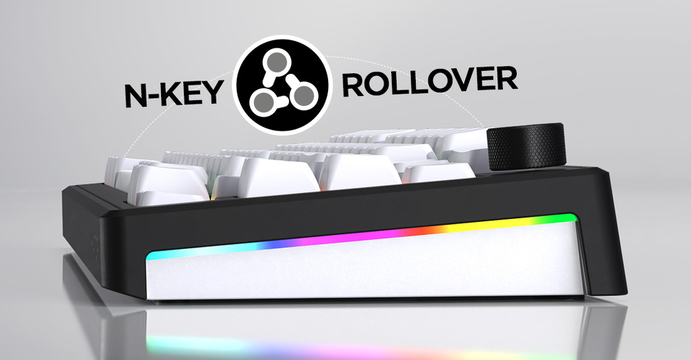 Boční RGB osvětlení klávesnice HATOR Skyfall Wireless a označení N-Key Rollover