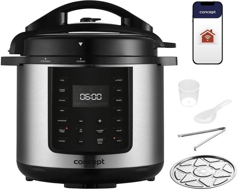 Multifunkční tlakový hrnec Concept CK8001 černý/nerez Multifunkční tlakový hrnec Concept CK8001