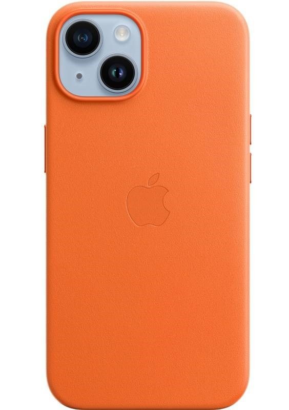 Kryt na mobil Apple Leather Case s MagSafe pro iPhone 14 - oranžový