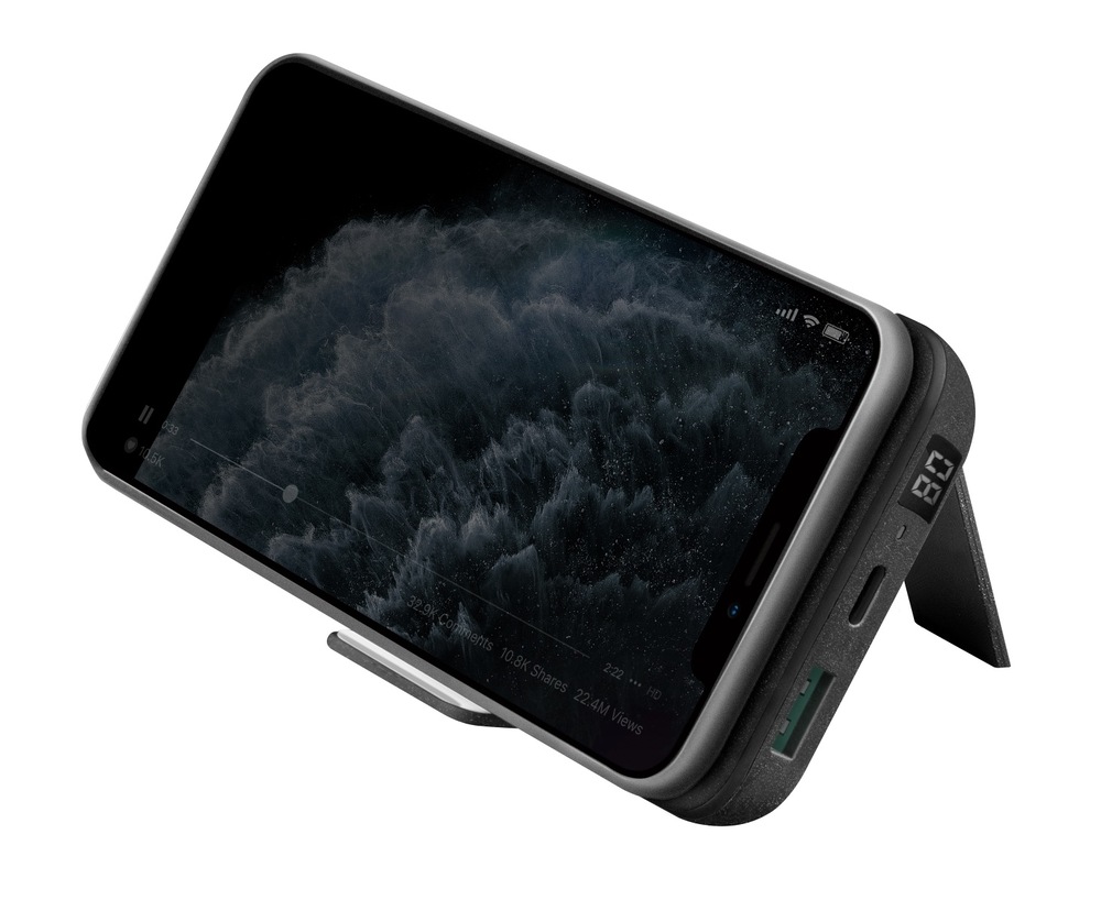 Powerbanka Uniq HydeAir View 20000mAh, USB-C PD, bezdrátové nabíjení šedá