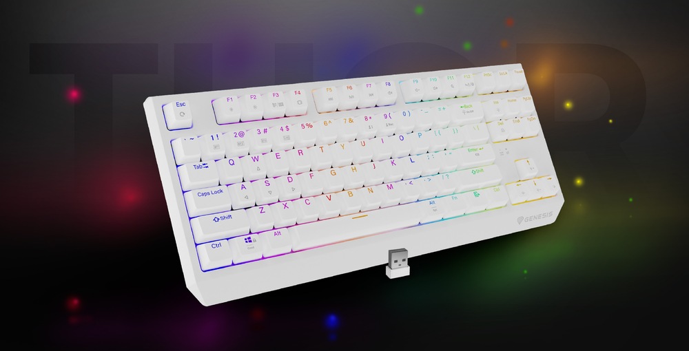 Klávesnice Genesis THOR 230, TKL, RGB, Outemu Red, bezdrátová, US layout bílá Genesis THOR 230 TKL RGB Outemu Red US (NKG-2165)