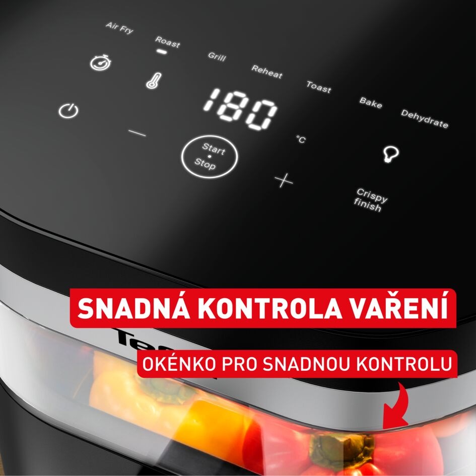 Fritéza horkovzdušná Tefal EY8328E0 Infrared s LED displejem a skleněným průzorem pro kontrolu pokrmů