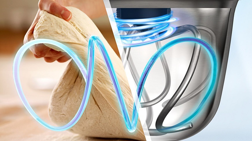 obrázek znázorňující 3D planetární systém v míse kuchyňskeho robota Bosch