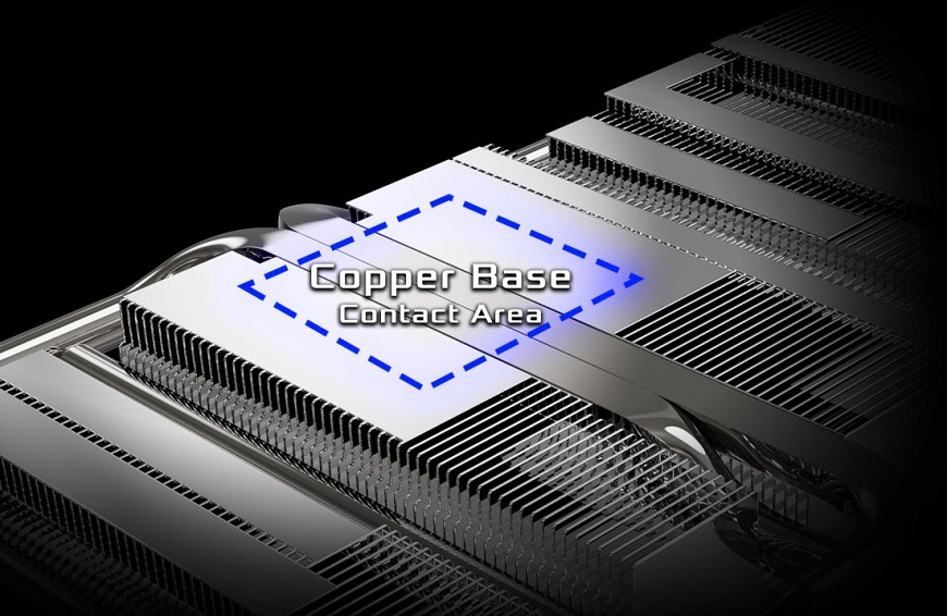 Měděná kontaktní základna chladiče grafiky ASRock RX 9060 XT Challenger