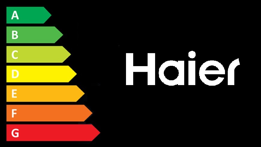 Mraznička Haier HUT7518EWF bílá vestavný mrazák haier HUT7518EWF energetická stupnice a logo haier
