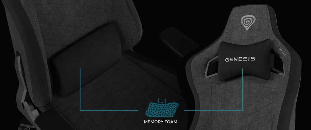detail paměťové pěny v sedáku a opěradle herní židle Genesis Nitro 660
