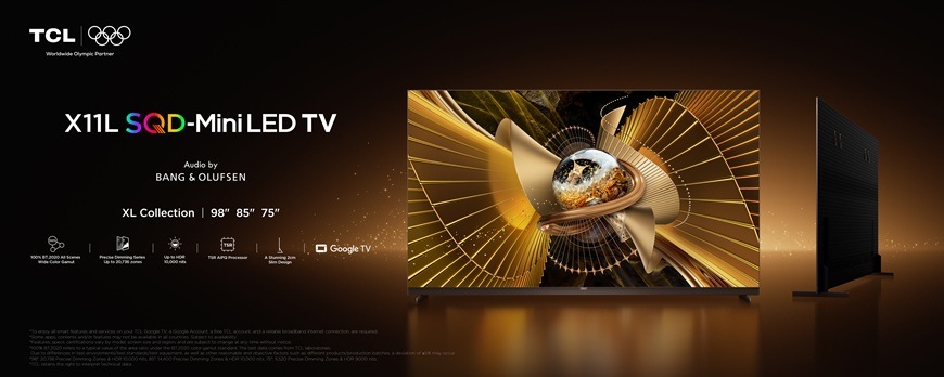 Televize TCL 75X11L s SQD Mini LED obrazovkou a elegantním bezrámečkovým designem zobrazuje jasný kontrastní obraz s výraznými zlatými detaily.