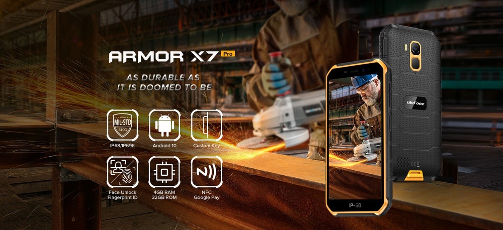 Mobilní telefon UleFone Armor X7 PRO černý/oranžový UleFone Armor X7 Pro