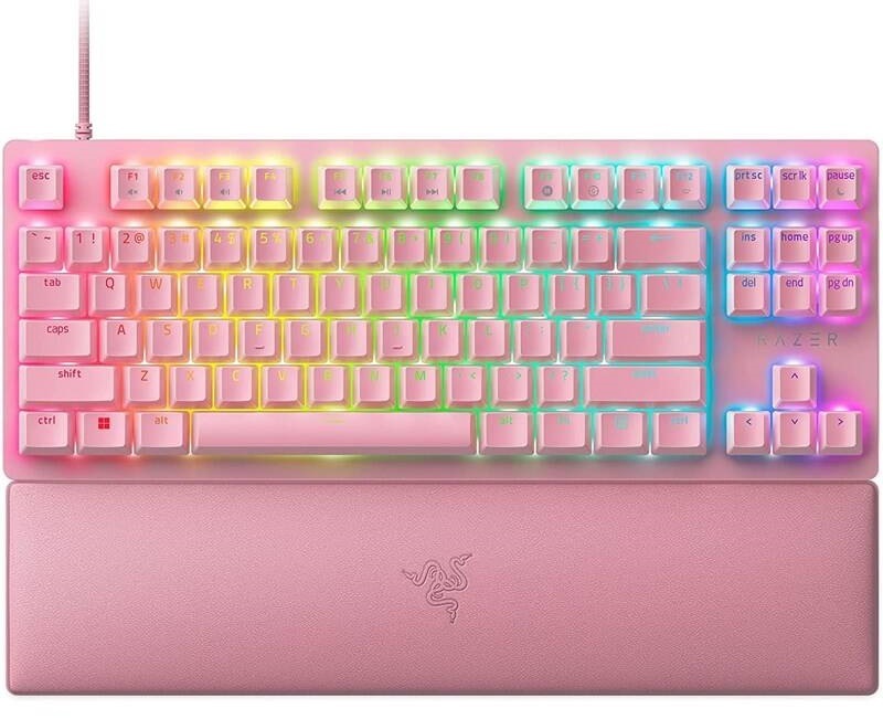 Klávesnice Razer Huntsman V2 Tenkeyless (Red Switch) - Quartz - US Layout růžová