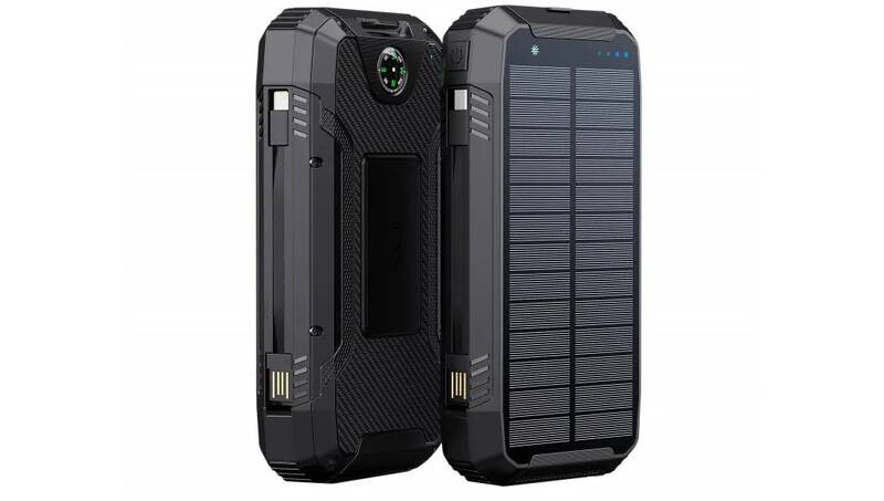 Powerbanka WG 20000 mAh, solární se svítilnou a kompasem černá
