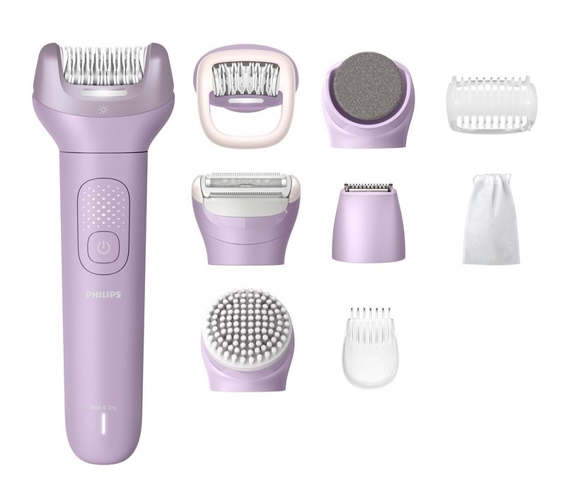 Epilátor Philips BRE728/00, fialová barva.
