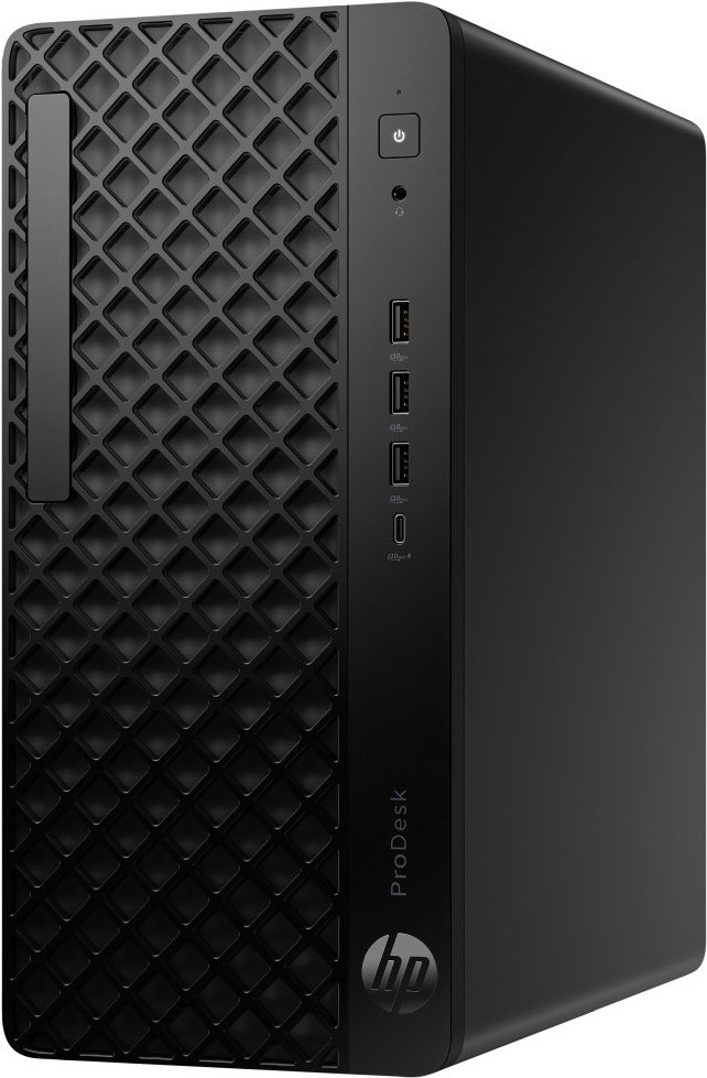 Stolní počítač HP ProDesk 4 Tower G1i AI černý Pohled šikmo z boku na elegantní stolní počítač ProDesk 4 Tower G1i AI