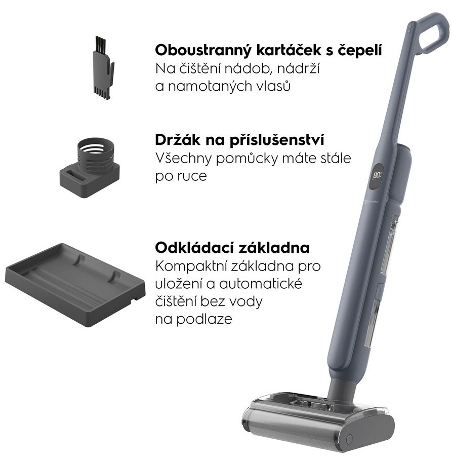 Seznam příslušenství v balení u podlahové myčky Electrolux.