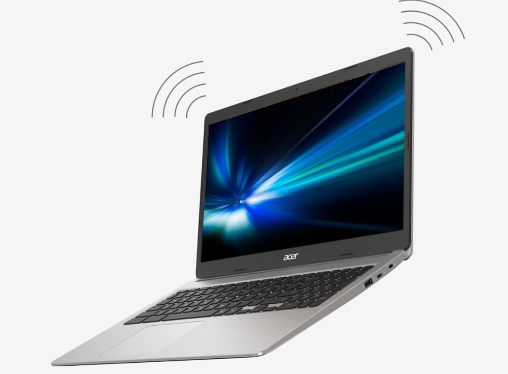Otevřený notebook Acer Chromebook 315 na 170° s Wi-Fi