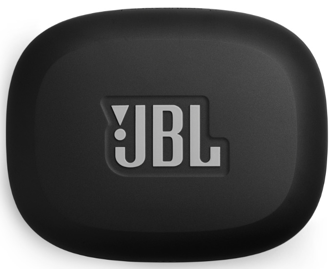 Sluchátka JBL Endurance Peak 4 černá/šedá Černo-šedé nabíjecí pouzdro sluchátek JBL Endurance Peak 4 s logem JBL