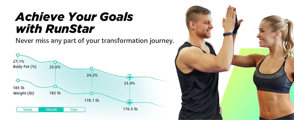 Osobní váha RunStar FG2019LB černá S osobní váhou RunStar FG2019LB sledujete svůj aktuální zdravotní stav i tělesnou kondici