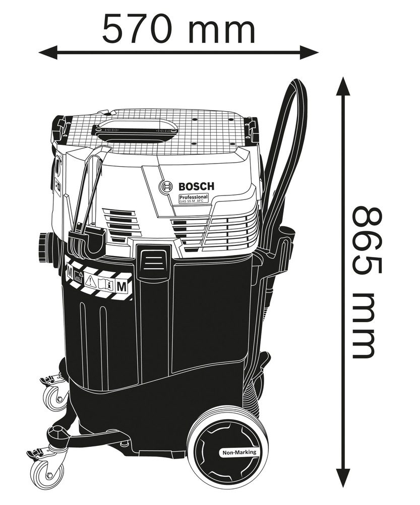 Průmyslový vysavač Bosch Professional GAS 55 M AFC s připojovacím kabelem o délce 10 m