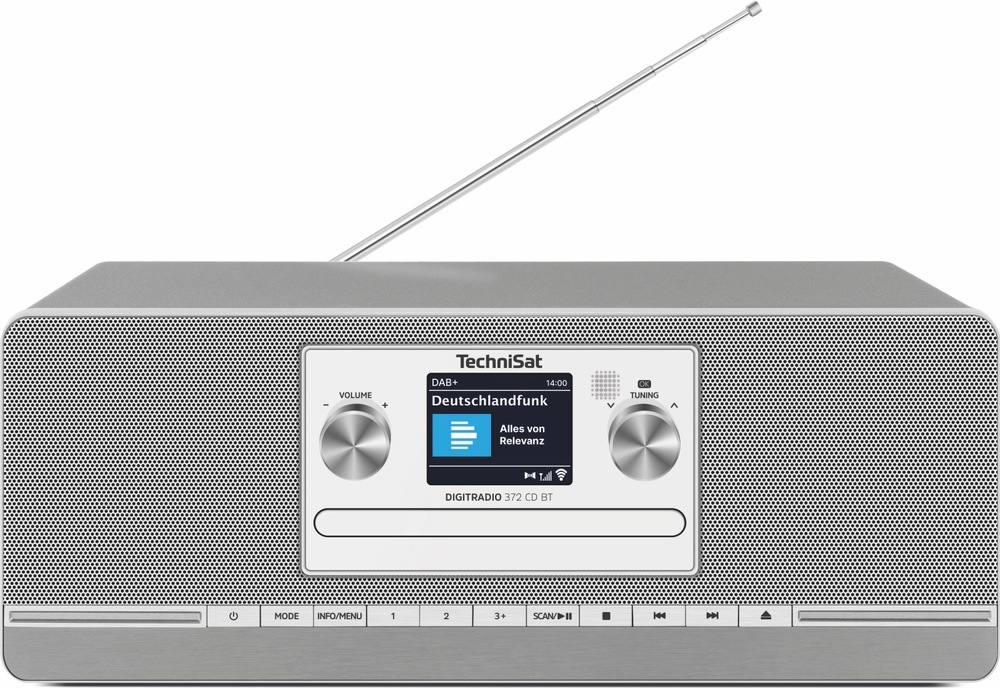 Radiopřijímač s DAB+ TechniSat DIGITRADIO 372 CD BT stříbrný/šedý Radiopřijímač DIGITRADIO 372 CD BT s anténou