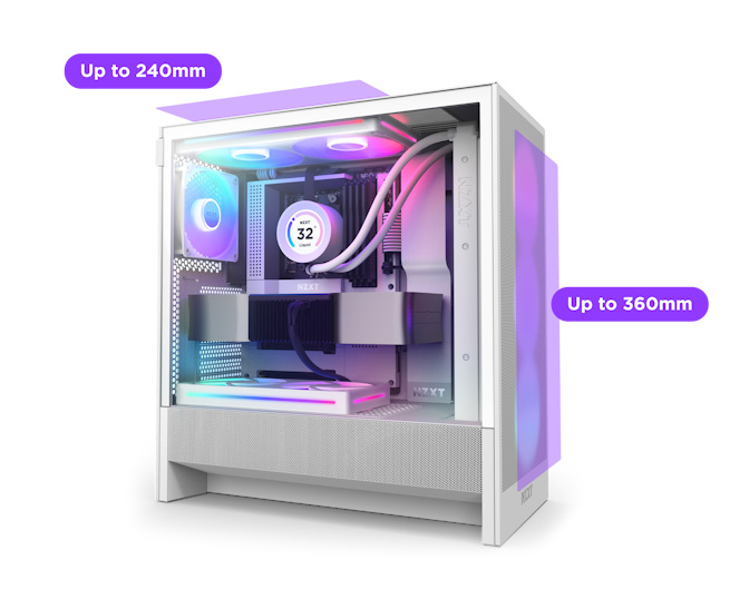 Case NZXT H5 Flow RGB bílá NZXT H5 Flow RGB