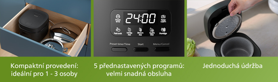 Rýžovar Philips 3000 Series HD3080/80 černý Rýžovar Philips 3000 Series HD3080/80 černý